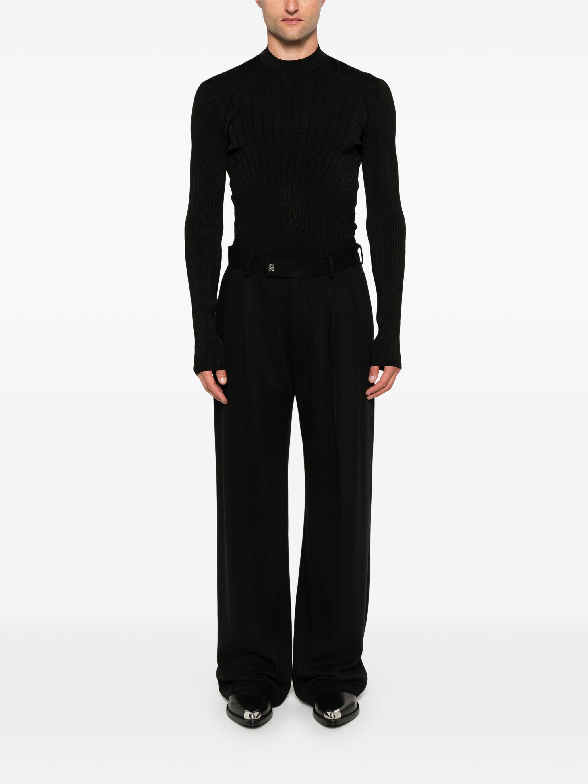 Mugler o1s22i1n1124 Fitted Long-Sleeved Top in Black Size US M / EU 48-50 / 2 - 2 Thumbnail