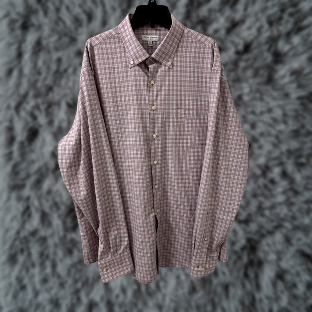Peter Millar Peter Millar Summer Comfort Shirt Mens XL Pink Blue Plaid Button Up Pocket L/S Size US XL / EU 56 / 4 - 1 Thumbnail