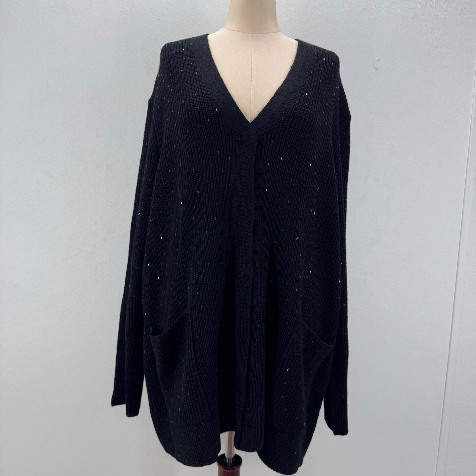 Marina Rinaldi Marina Rinaldi Sequin Embellished V-neck Knit Cardigan 20-22 Size 3XL / US 20-22 - 5 Thumbnail