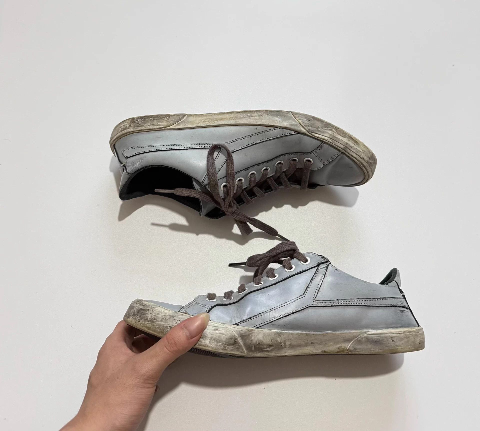 Saint Laurent Paris Saint Laurent Distressed Leather Low Top Sneakers - Size 40 Size US 7 / EU 40 - 3 Thumbnail