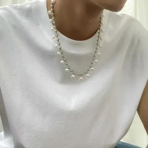 Jewelry Simple Bead Chain Hanging Pearl Necklace Size ONE SIZE - 4 Thumbnail