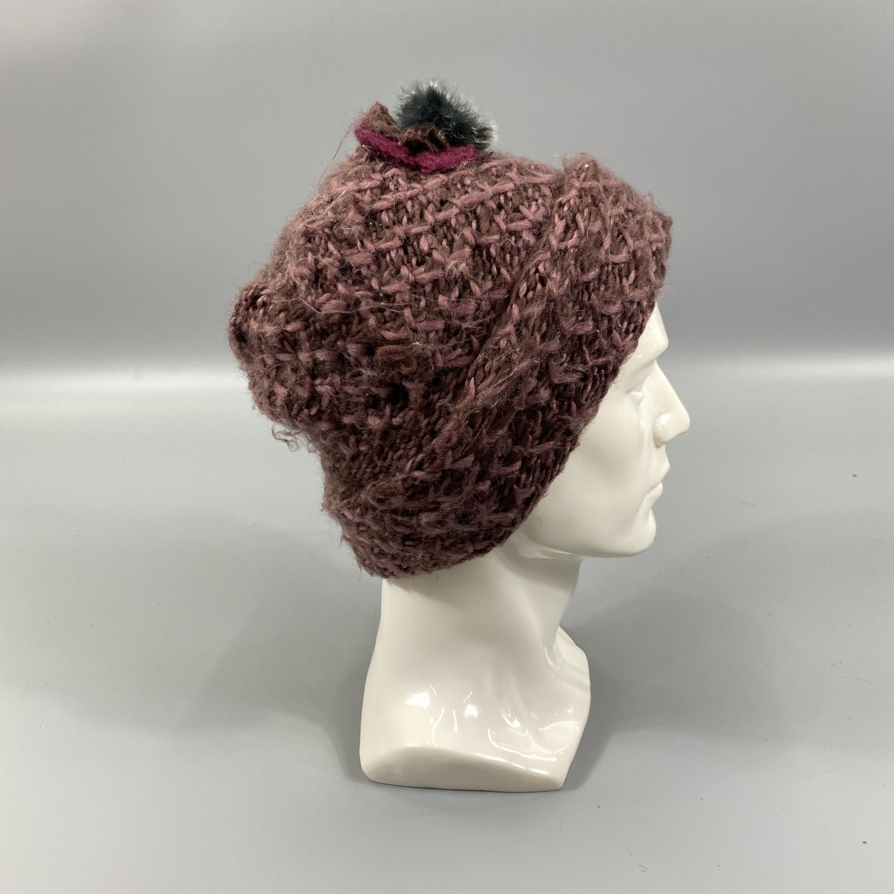 Japanese Brand Knit Snow Cap Beanie Hat With Small Flowers -BN1156 Size ONE SIZE - 3 Thumbnail