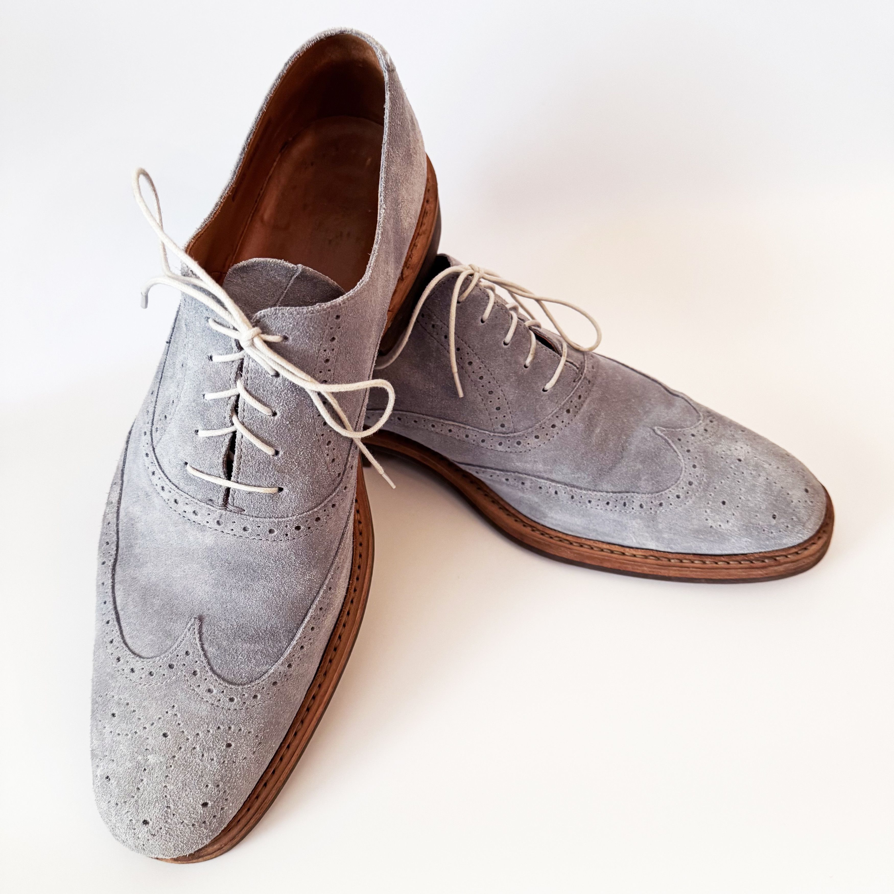 Heschung HESCHUNG Pale Blue Suede Oxfords Size US 10.5 / EU 43-44 - 3 Thumbnail
