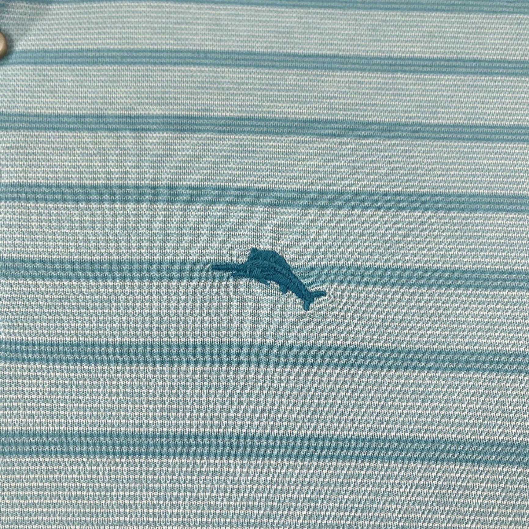 Tommy Bahama Tommy Bahama Polo Mens Large Blue Striped Stretch Golf Beach Performance Size US L / EU 52-54 / 3 - 2 Thumbnail