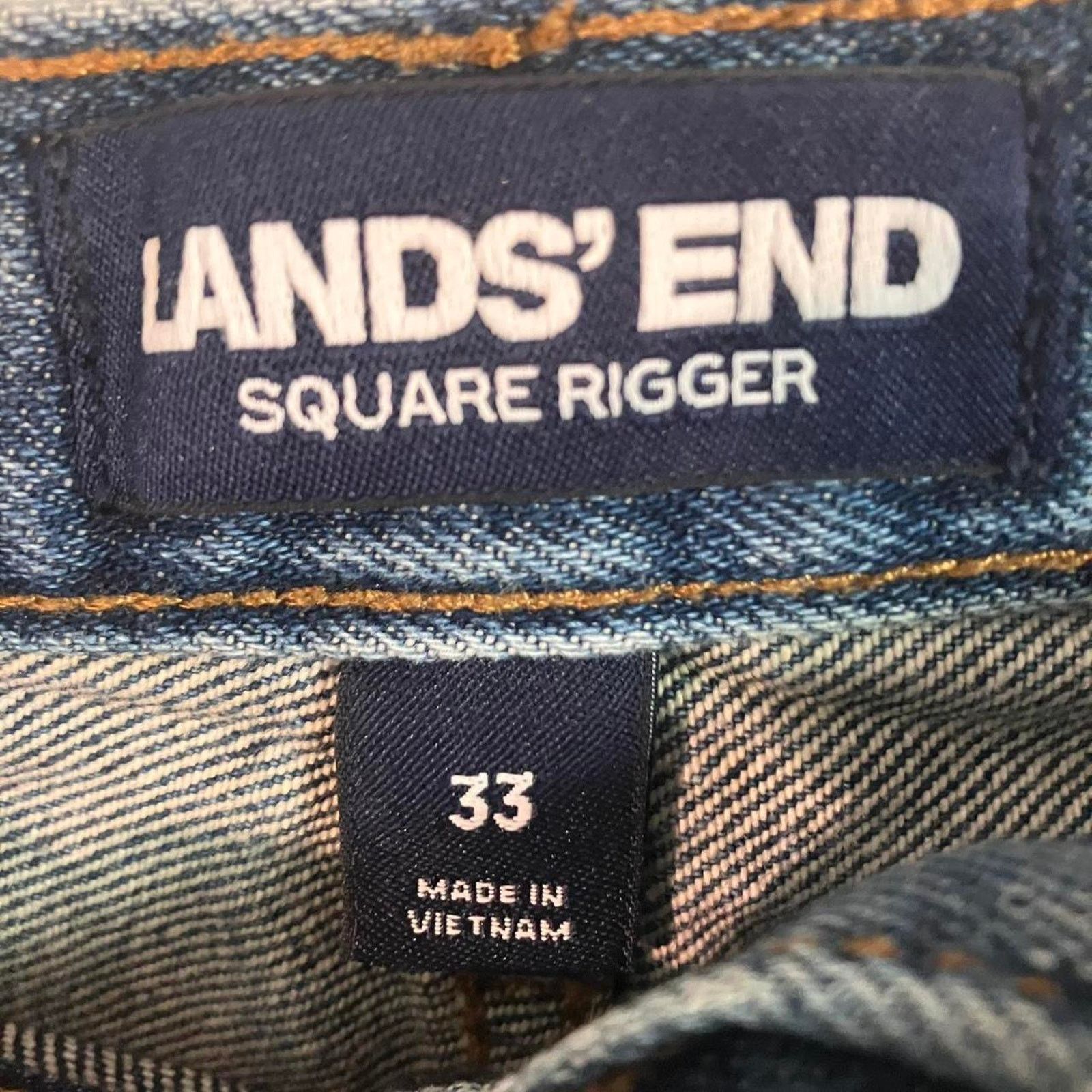 Lands' End Land’s End Blue Medium Wash Square Rigger Denim Jeans Size US 33 - 3 Thumbnail