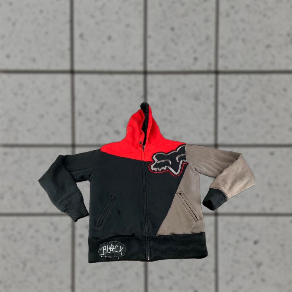 VINTAGE Fox Racing Hoodie Men Small Black Grunge Moto Fall Winter