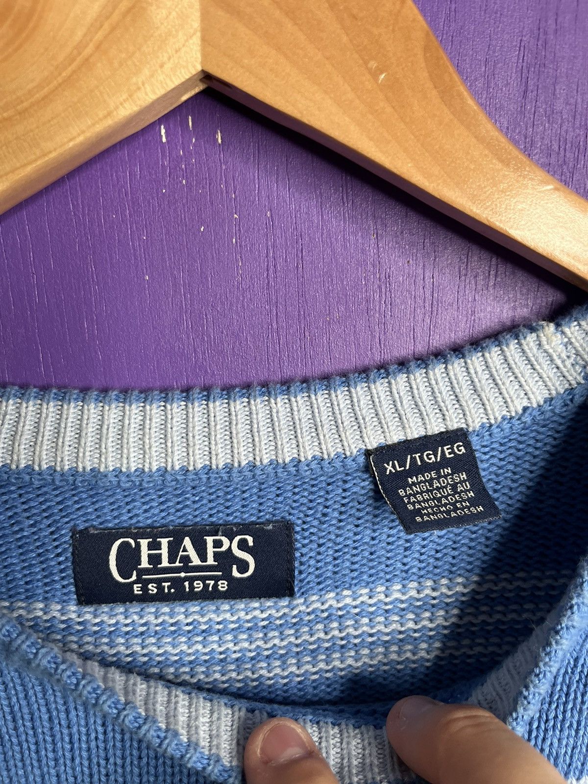 Chaps × Vintage Vintage 00s Chaps stripped crest logo sweater Size US XL / EU 56 / 4 - 4 Thumbnail