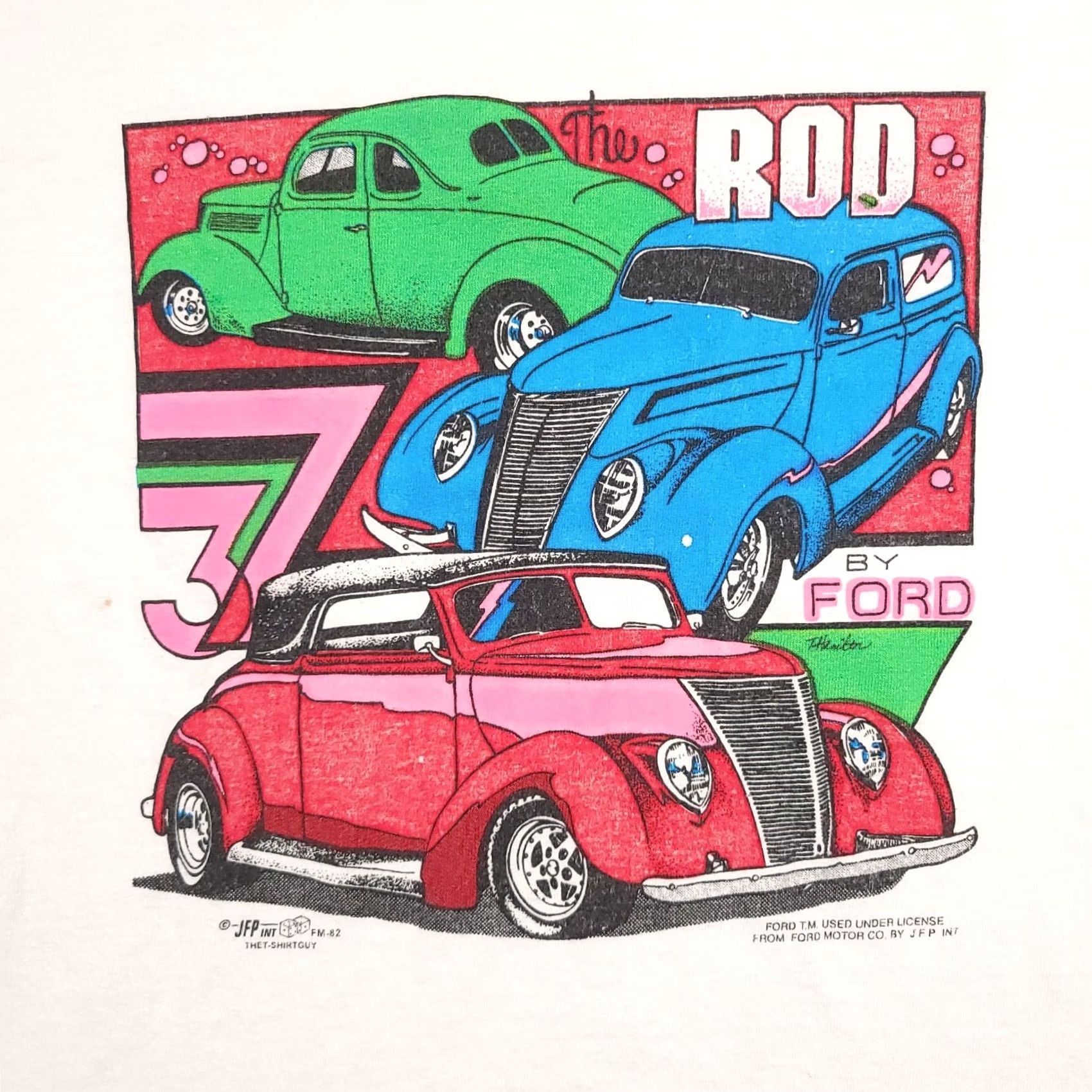 Gildan VINTAGE The Rod By Ford Classic Cars T Shirt Mens XL Graphic Hot Rod Shirt Mens XL White Cotton Jersey Gildan Cars 80s? Size US XL / EU 56 / 4 - 4 Thumbnail