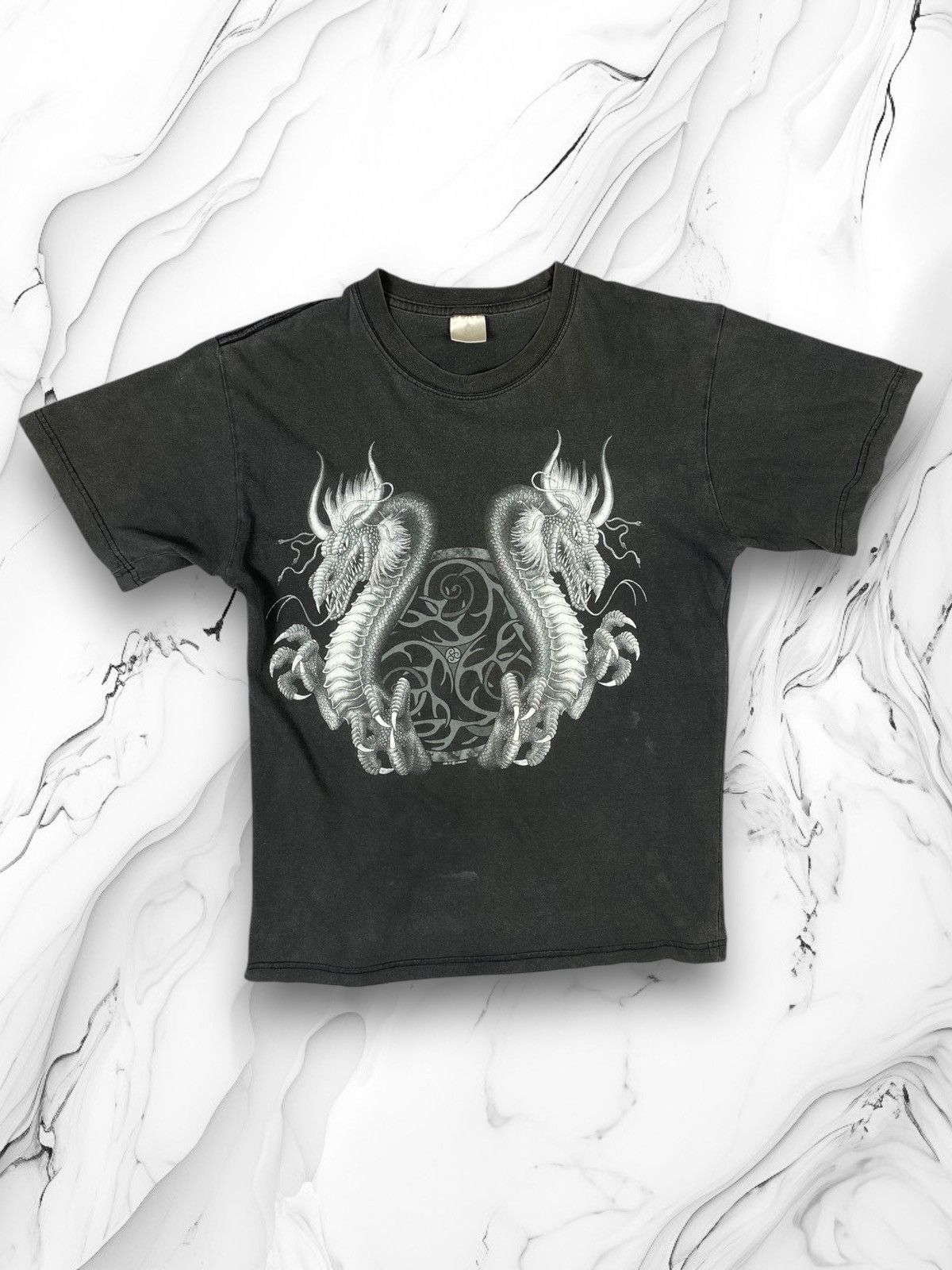 Japanese Brand × Vintage Vintage 00s Dragon Y2k Faded Japanese Affliction Style Tee Size US M / EU 48-50 / 2 - 1 Thumbnail