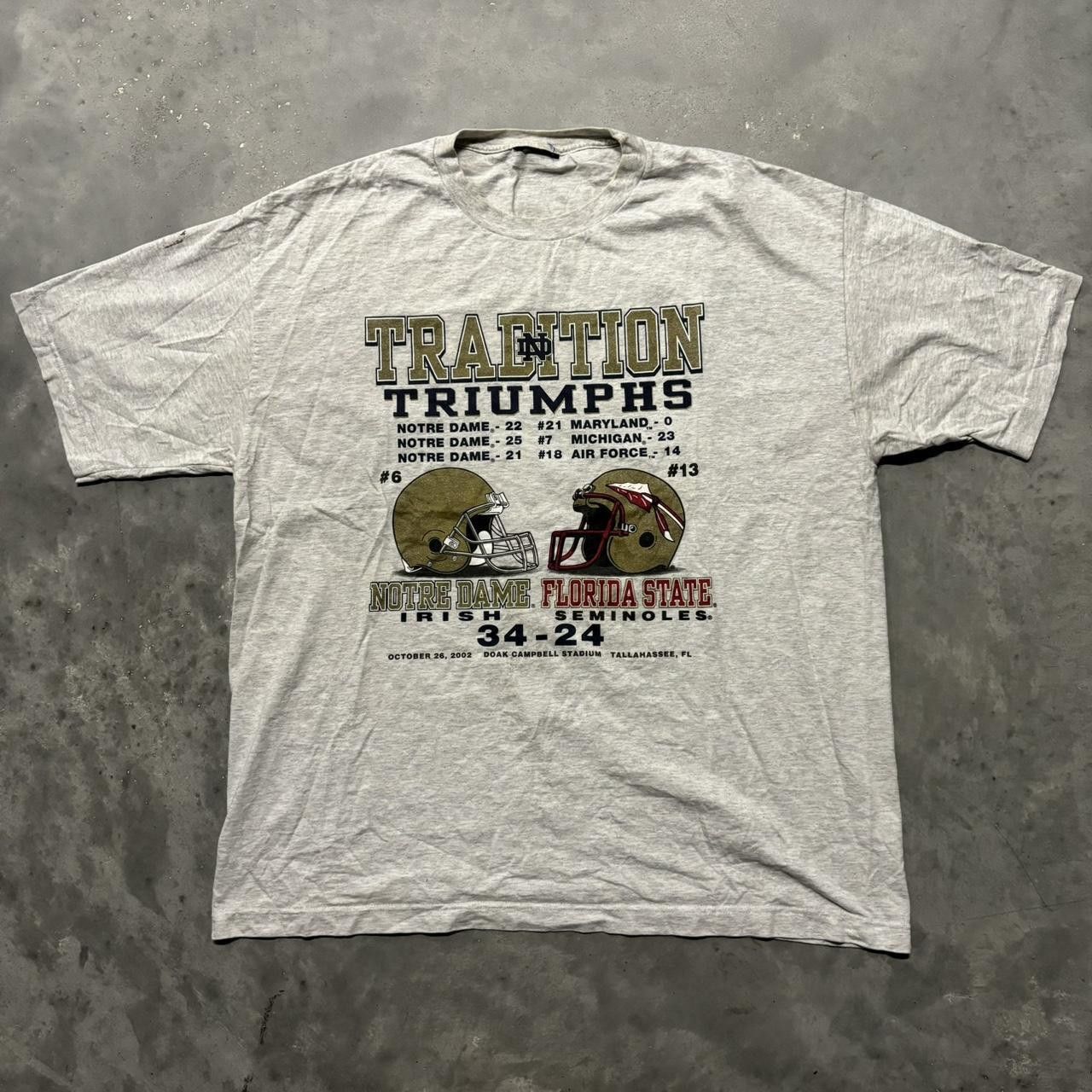 Vintage Crazy Vintage Y2K/2000s Grey Norte Dame Vs. Florida State College Football Sports Graphic Tee! Size US XXL / EU 58 / 5 - 1 Thumbnail