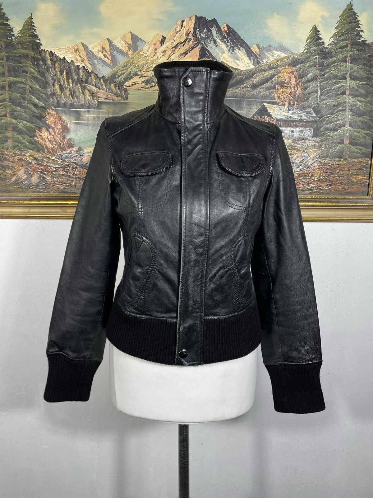 archive 90s grunge far leather jacket