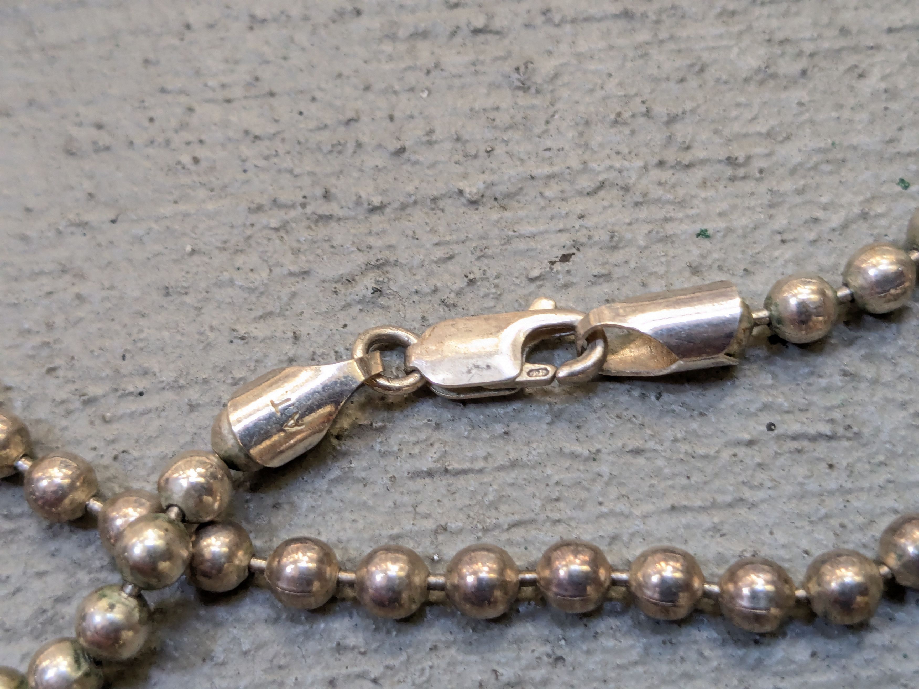 Other Vintage Sterling Silver Necklace Bead Chain Link 18" Italy Size ONE SIZE - 8 Thumbnail