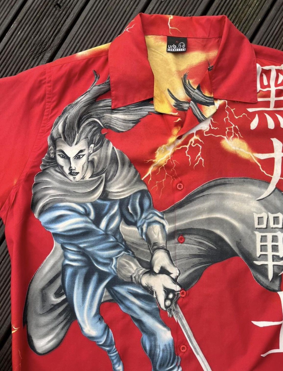 Other Y2k Mens short-sleeve Japanese Samurai graphic button-up Size US XL / EU 56 / 4 - 2 Thumbnail