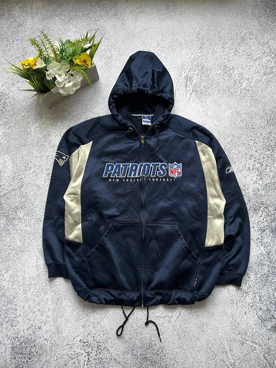 Vintage Reebok NFL New England high quality Patriots Full Zip Up Hoodie Sweater Jacket Mens S