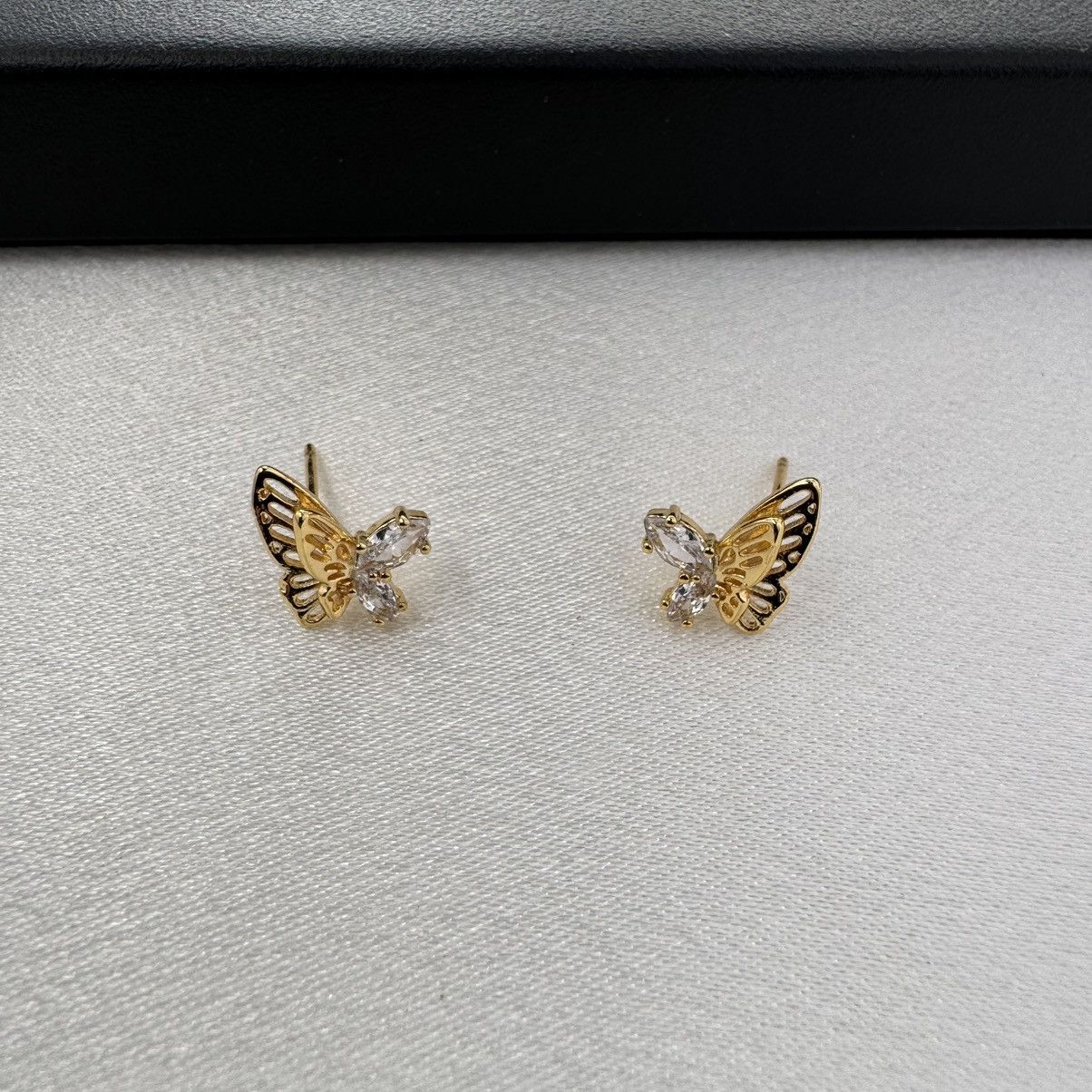 Designer Small CZ Butterfly Stud Earrings for Women Size ONE SIZE - 1 Thumbnail
