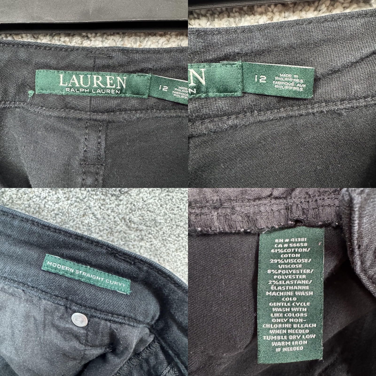 Ralph Lauren Lauren Ralph Lauren Jeans Womens 12 Black Modern Straight Curvy Stretch Denim Size 34" / US 12 / IT 48 - 8 Thumbnail