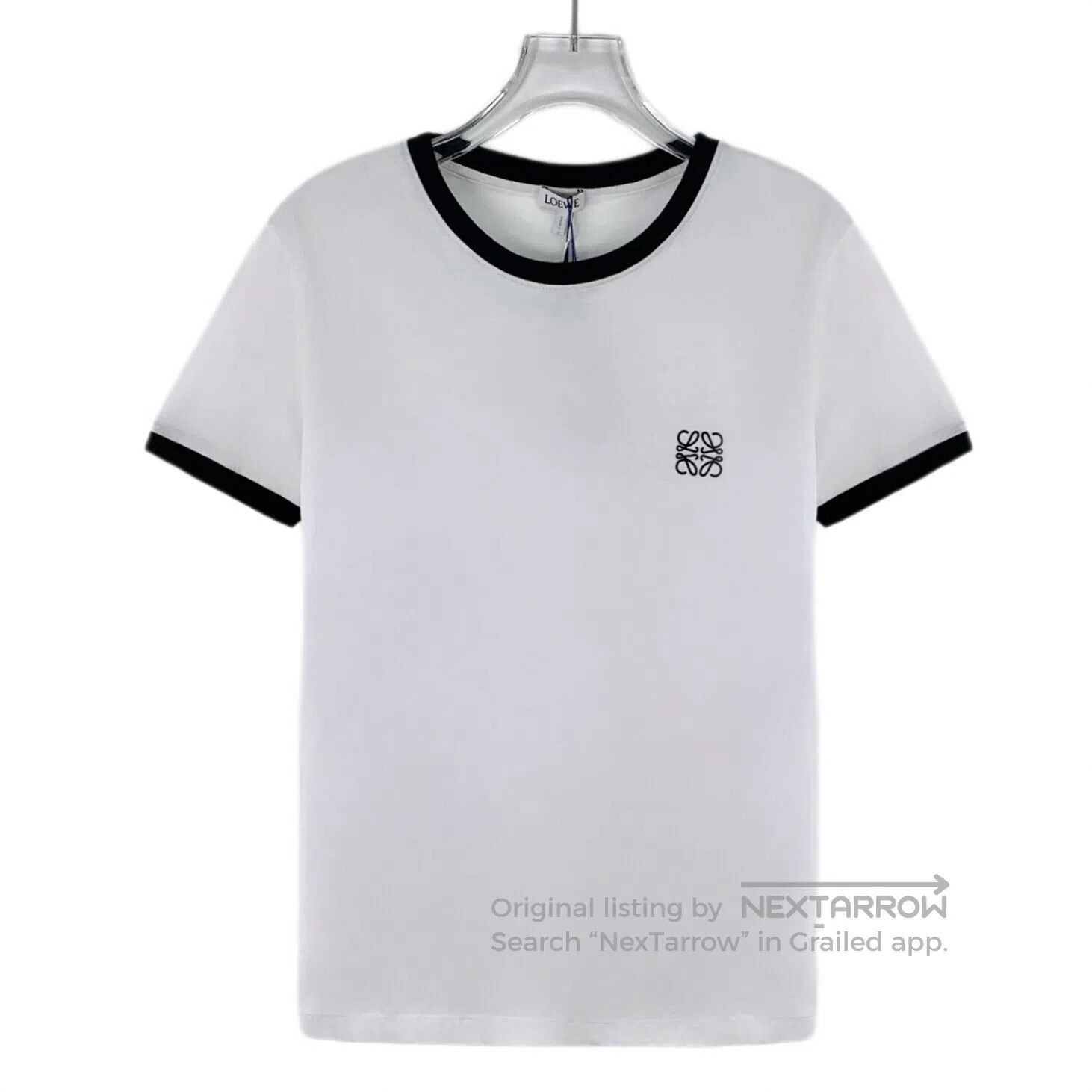 Loewe Loewe White Logo Embroidered Cotton Crew Neck Short Sleeve Size US S / EU 44-46 / 1 - 1 Thumbnail