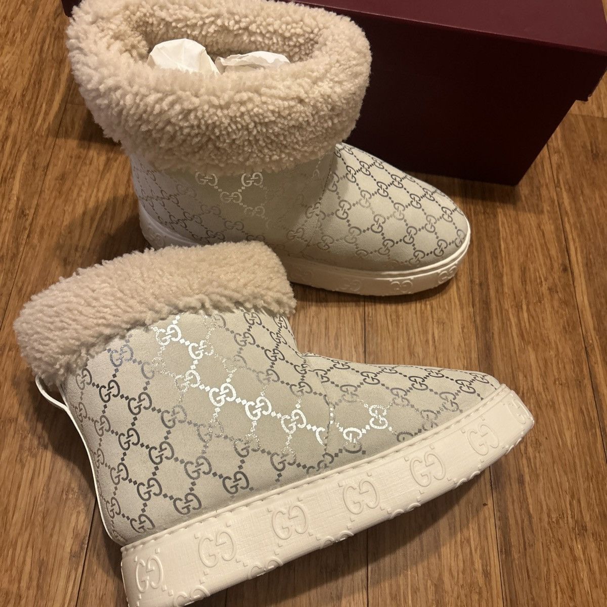 Gucci Gucci Shorts Snow Boots with Merino Trim Silver Size US 8.5 / IT 38.5 - 3 Thumbnail