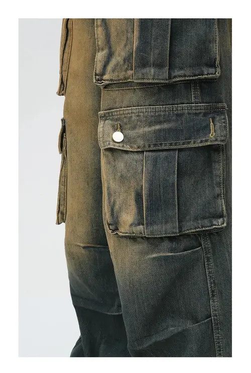 Japanese Brand Retro washed distressed workwear loose wide leg jeans Size US 32 / EU 48 - 8 Thumbnail