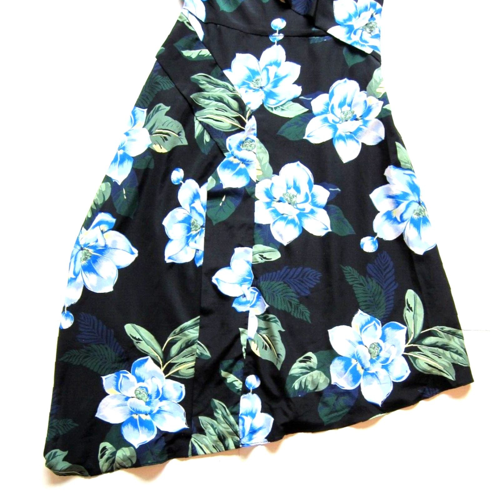 Banana Republic Banana Republic Black Blue Green Floral Asymmetrical Midi Slip Tank Sun Dress 4 Size S / US 4 / IT 40 - 6 Thumbnail