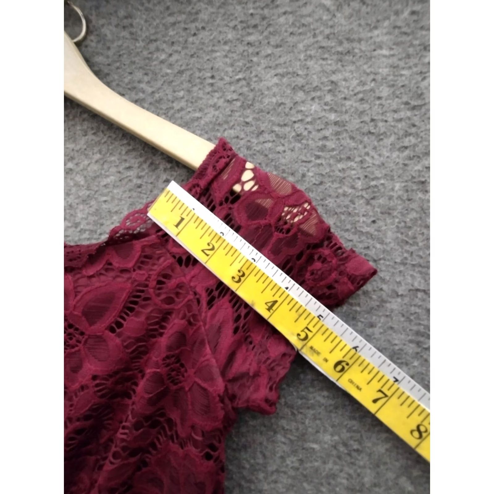 Vintage Dressystar Women's XS Lace Cocktail Dress Hi-Lo Off Shoulder Wine Red Dress Size XS / US 0-2 / IT 36-38 - 5 Thumbnail