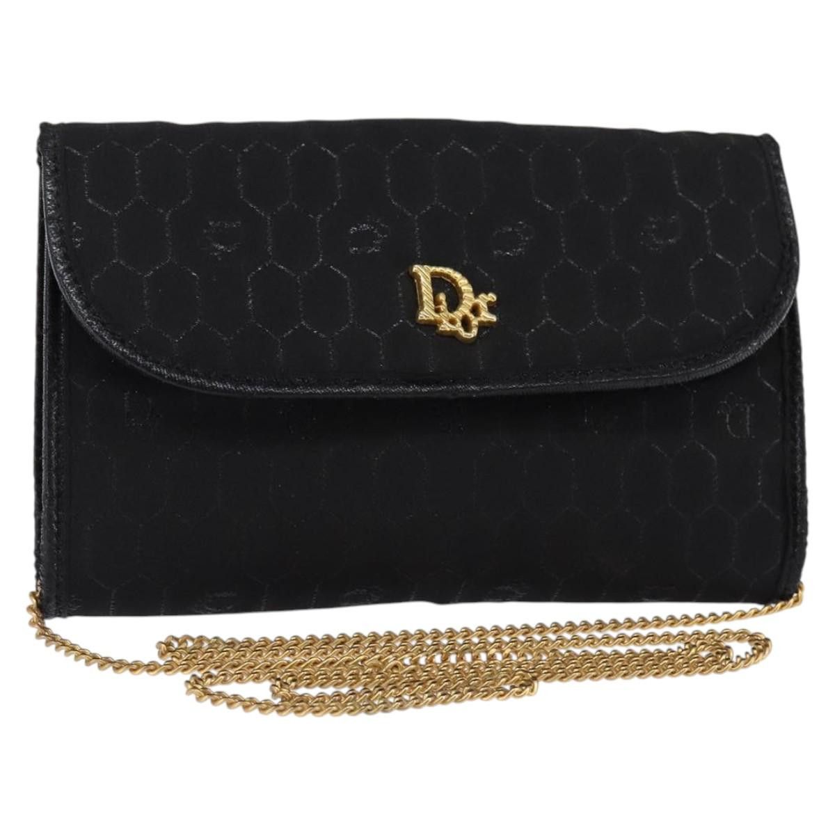 Dior DIOR Honeycomb Canvas Chain Shoulder Bag Black Gold Size ONE SIZE - 1 Thumbnail