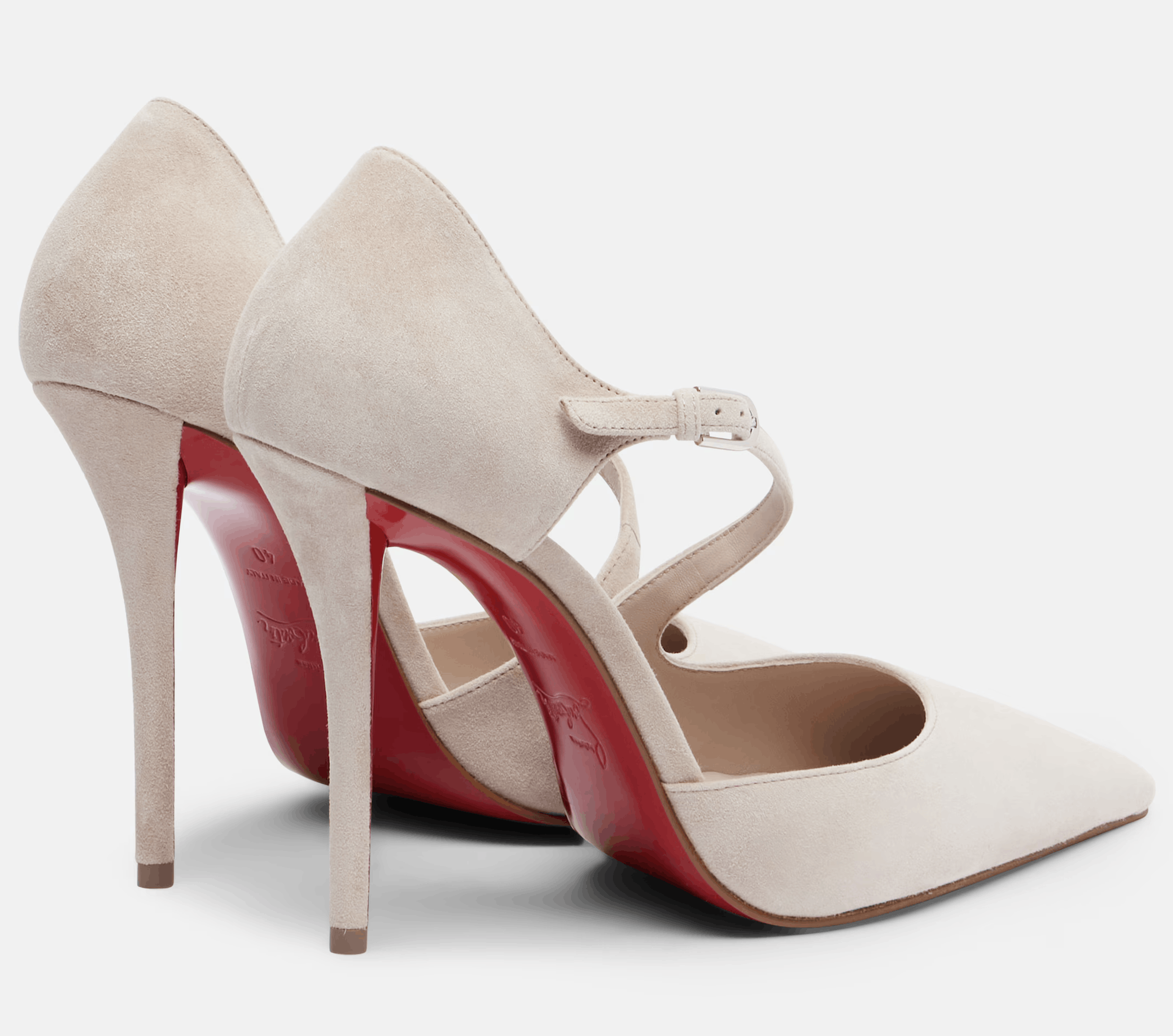 Christian Louboutin Miss Ziggyta 100 Pearl Beige Suede Strap Heel Pump 39.5 Size US 9.5 / IT 39.5 - 18 Thumbnail