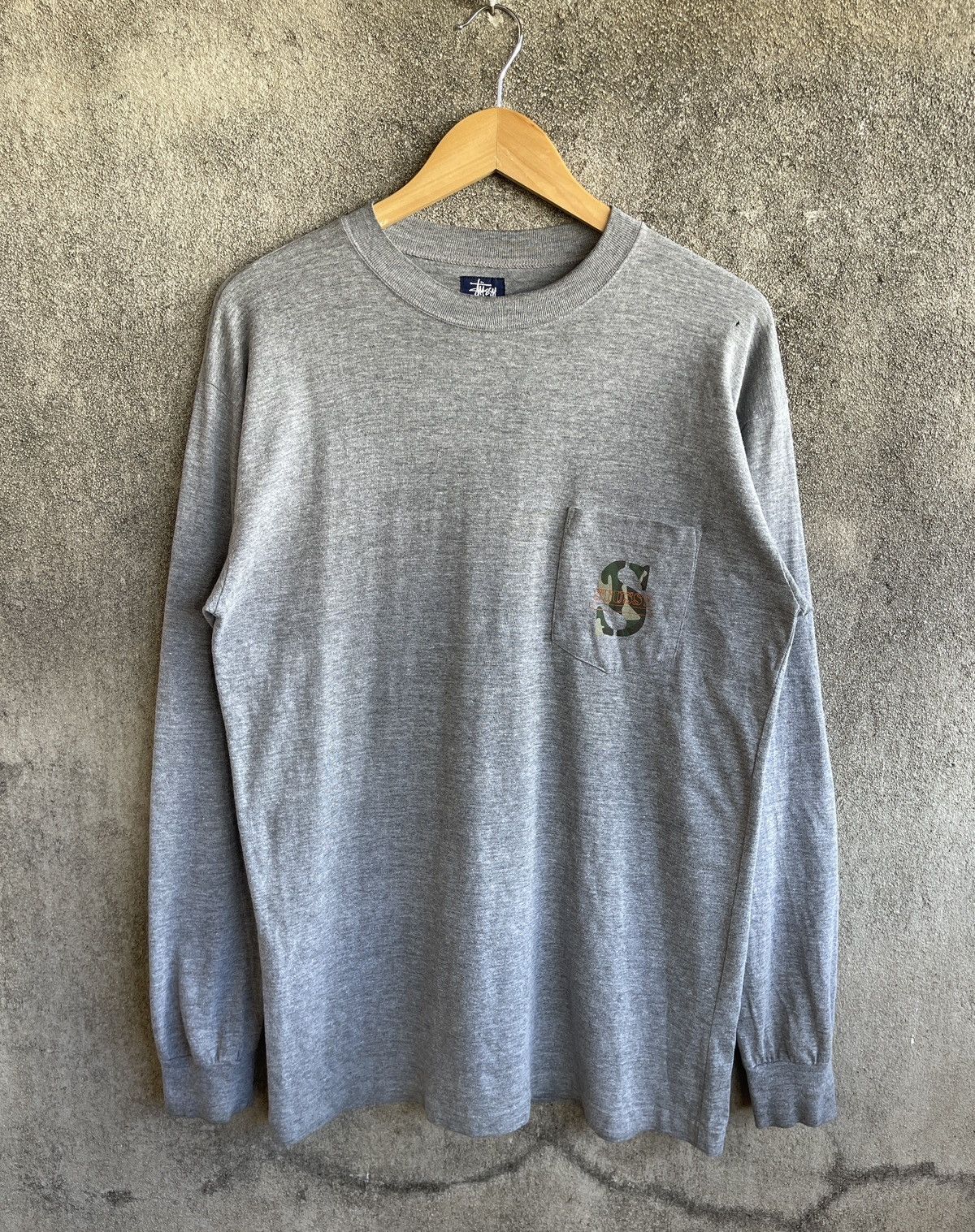 Stussy Vintage 90s Sun Faded🔥STUSSY CAMO USA🔥Logo Pocket L/S Tshirt Size US L / EU 52-54 / 3 - 2 Thumbnail