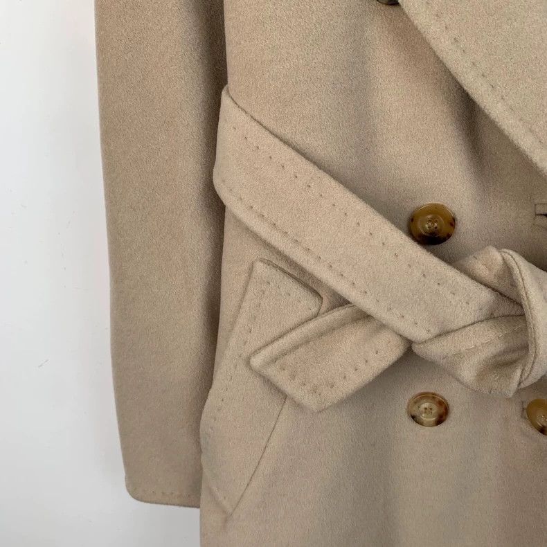 Max Mara Max Mara 101801 Collection Sand Wool Lapel Double Breasted Size XS / US 0-2 / IT 36-38 - 4 Thumbnail