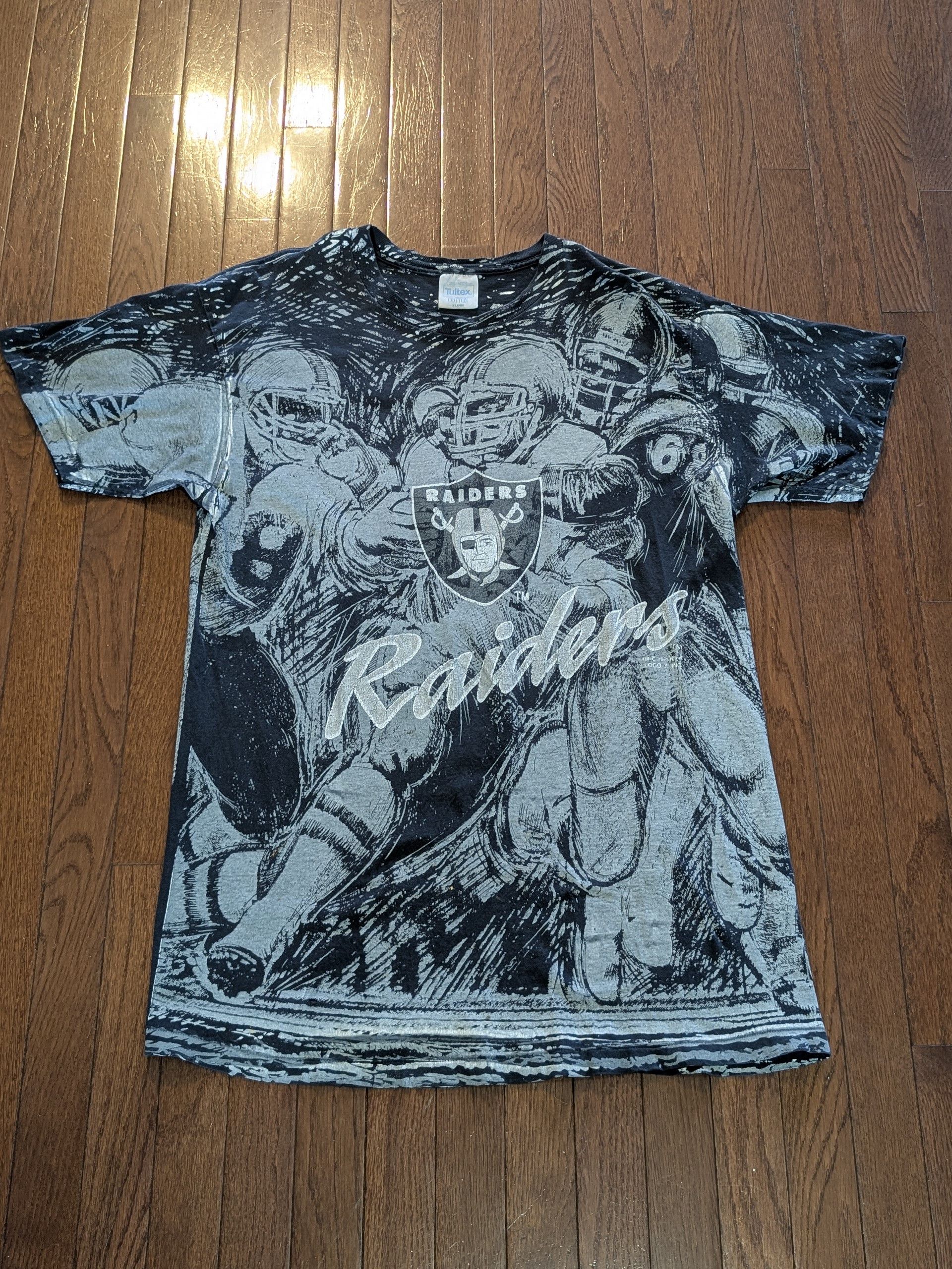 Logo 7 1991 Los Angeles Raiders AOP Single Stitch T-Shirt - Size XL Size US XL / EU 56 / 4 - 1 Thumbnail
