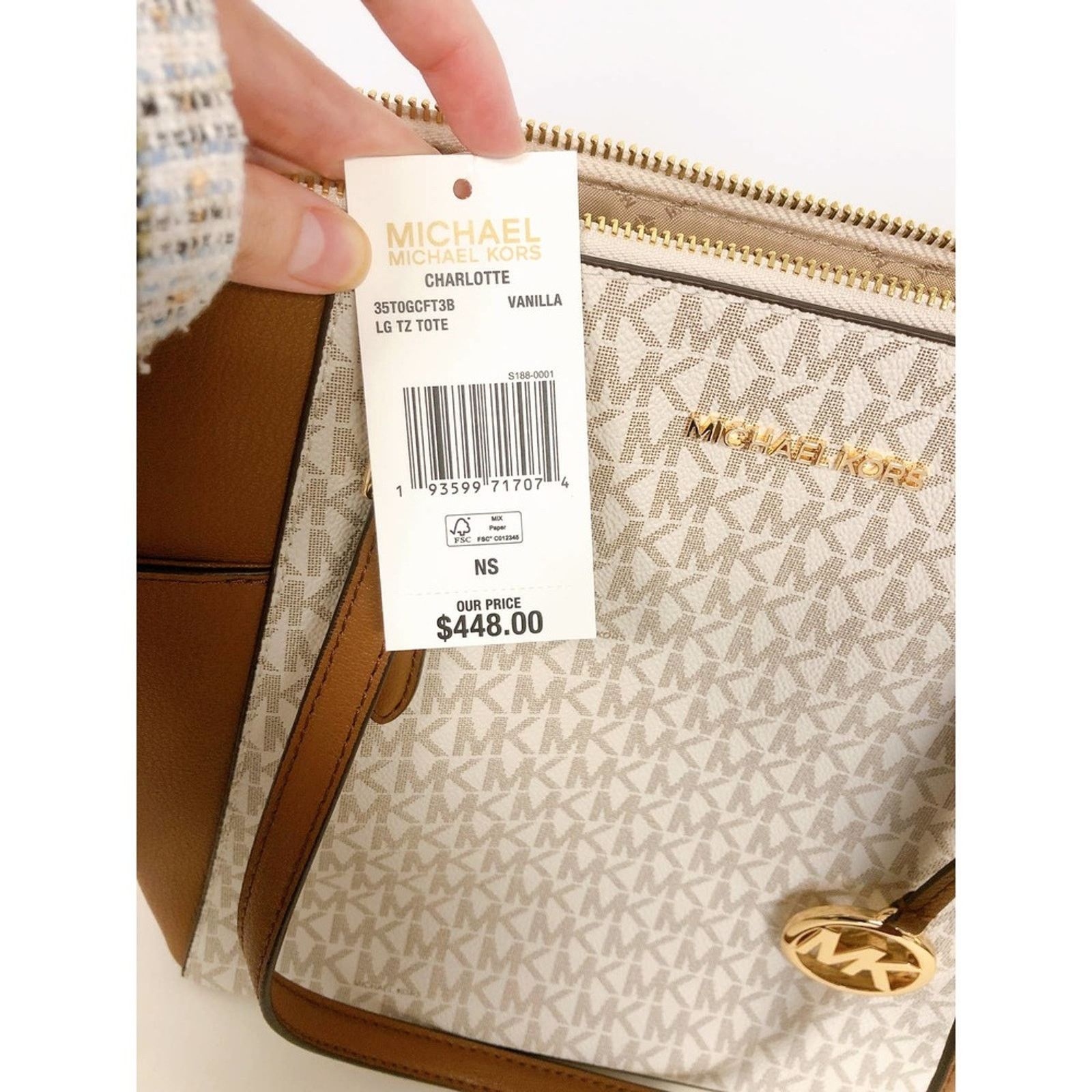 Michael Kors MICHAEL KORS 35T0GCFT3B CHARLOTTE LG TOP ZIP SHOULDER TOTE Size ONE SIZE - 5 Thumbnail