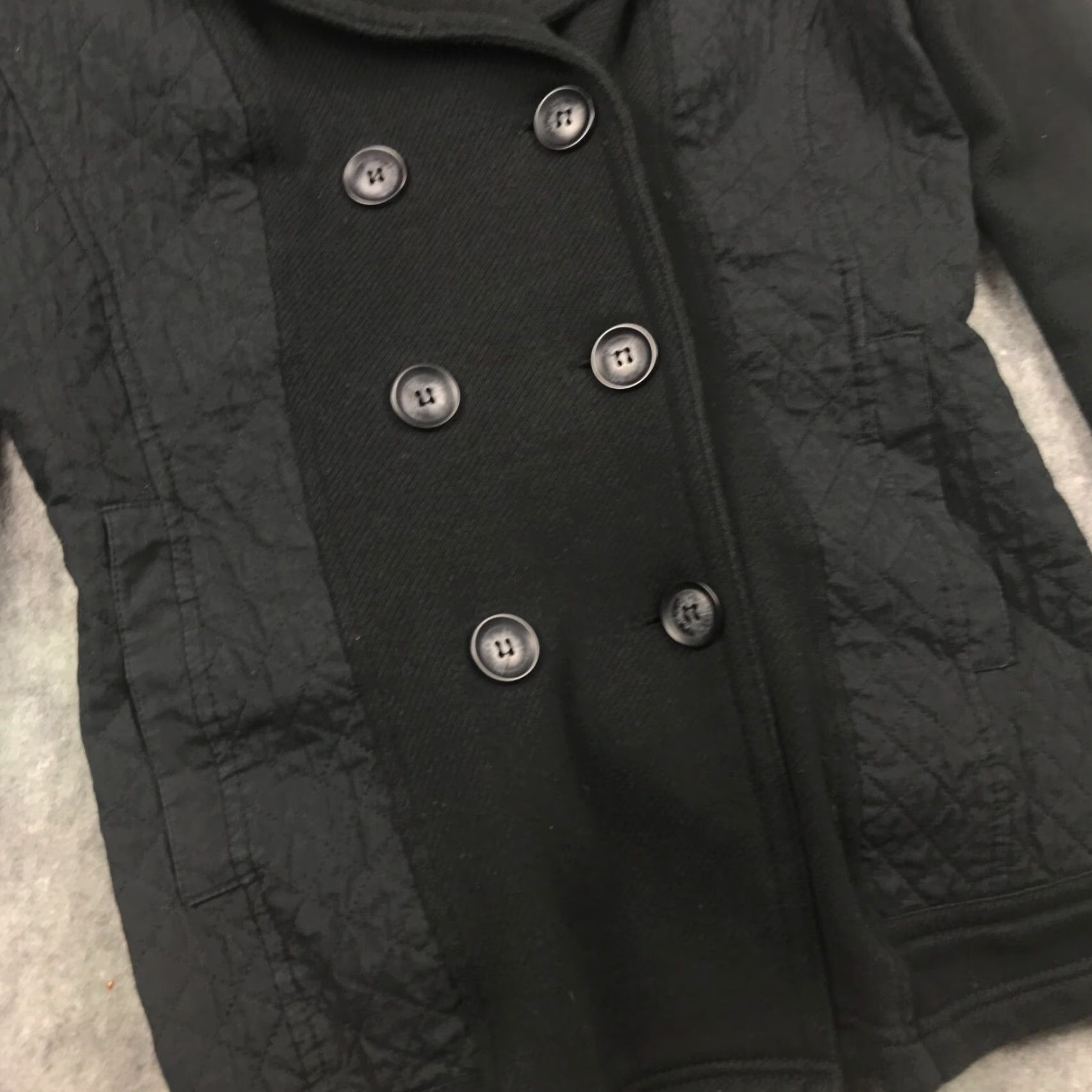 Vintage Sebby Womens Jacket Pea Coat Hooded Lined Pockets Black Small Polyester Insulated Mid-Length Casual Size S / US 4 / IT 40 - 2 Thumbnail