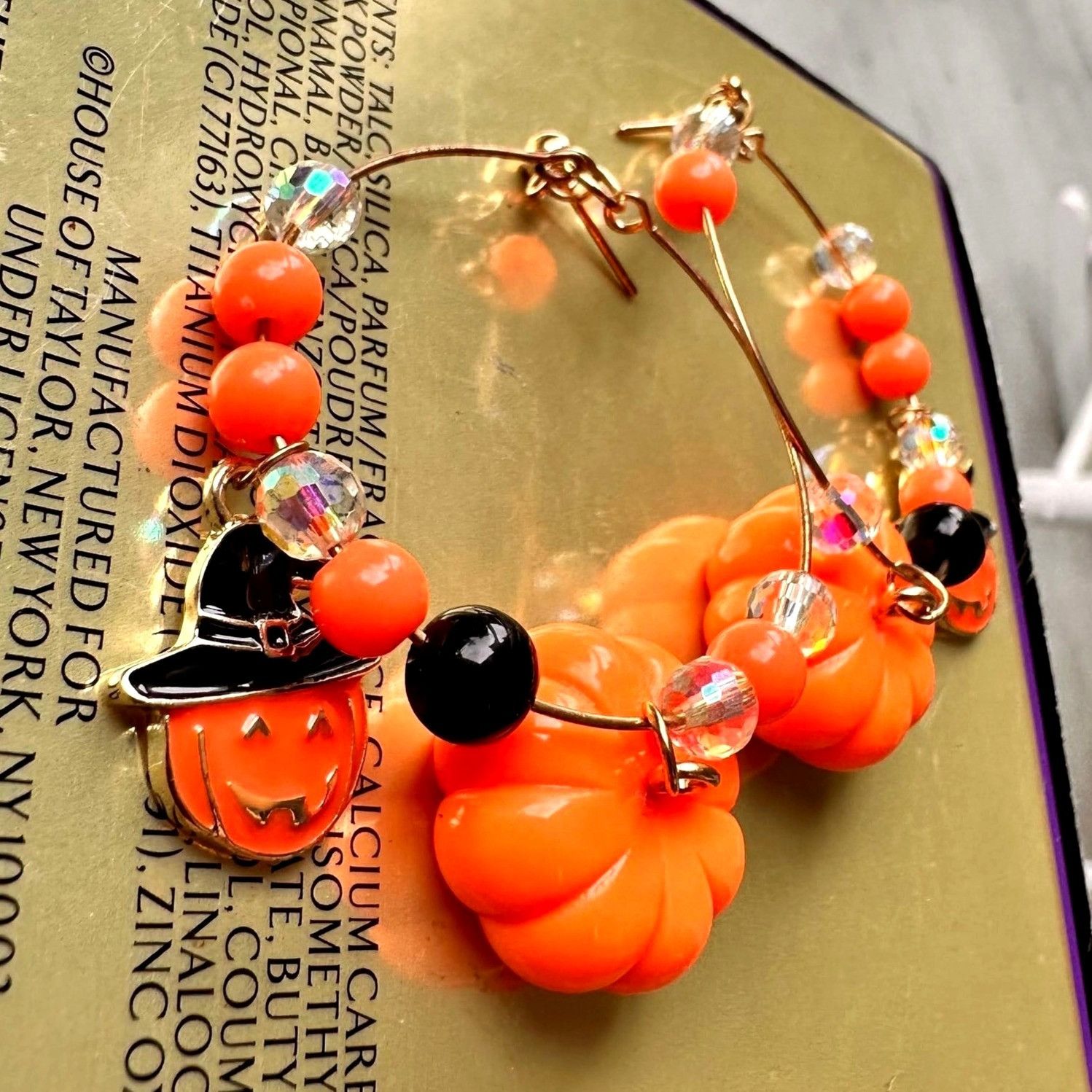 Handmade Halloween Earrings Hoop Handmade New Dangle Posts Jack O Lan Size ONE SIZE - 5 Thumbnail