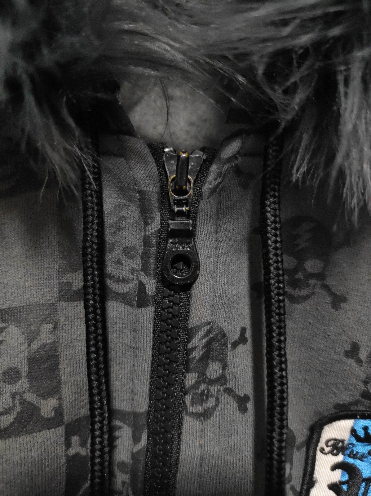 Japanese Brand Blue Cross skull zip fur hoodie ifsix LGB style Size US M / EU 48-50 / 2 - 5 Thumbnail