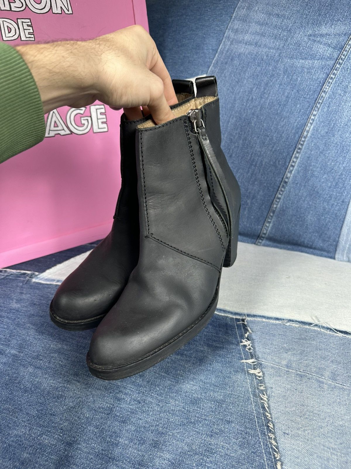 Acne Studios Acne Studios Leather Pistol Black Block Heels Ankle Boots Size US 10 / IT 40 - 16 Thumbnail
