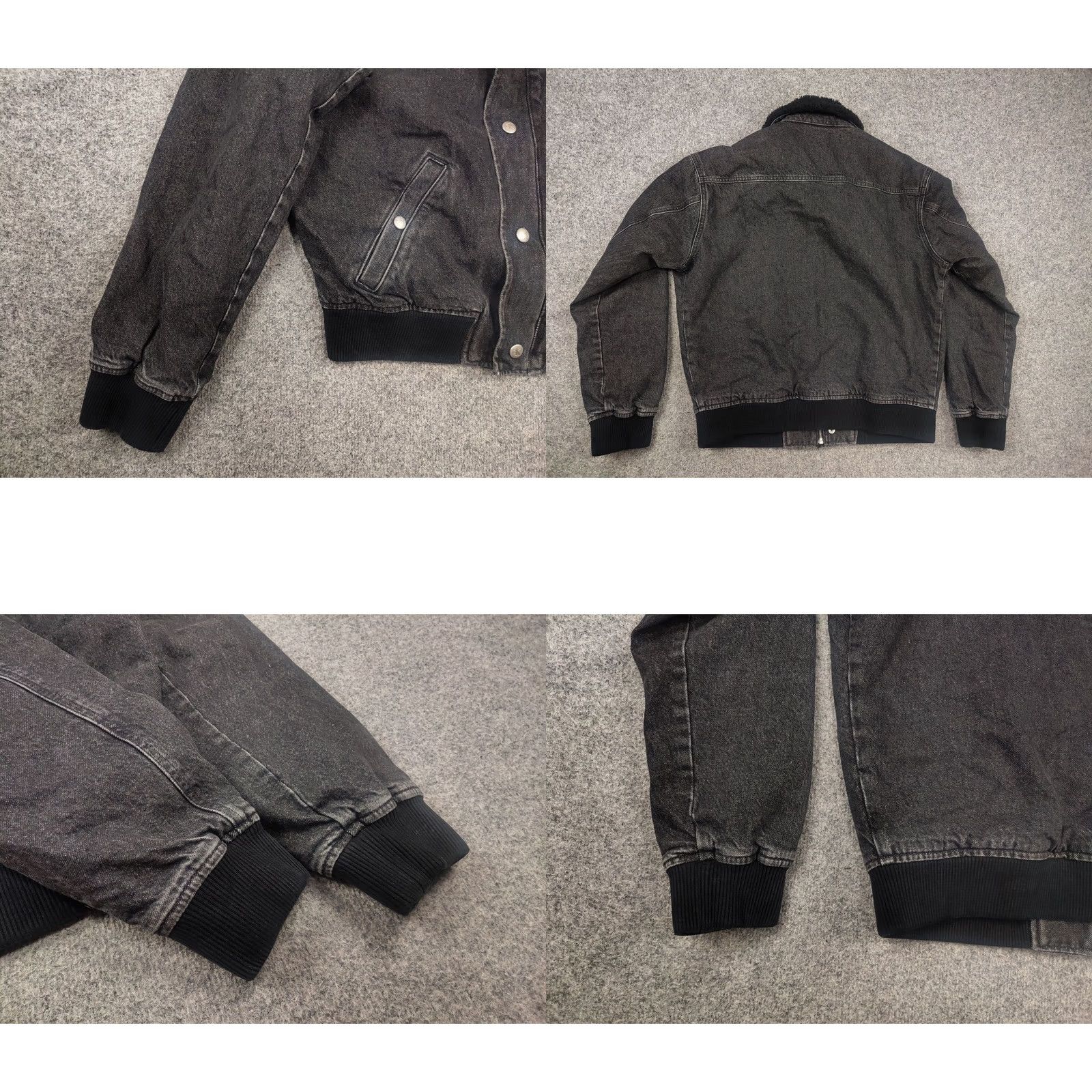 Calvin Klein Calvin Klein Jeans Sherpa Flight Bomber Jacket Denim Black Pocket Raf Style Size US 31 - 8 Thumbnail