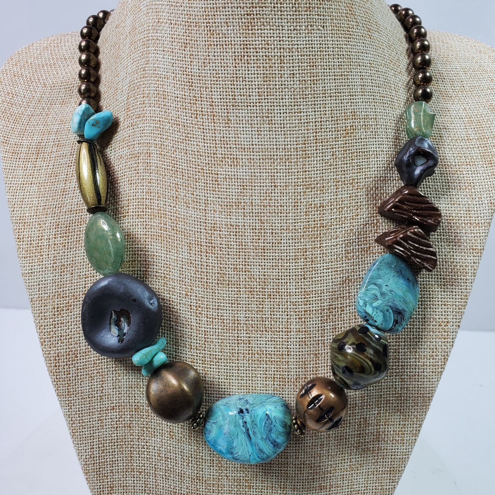 The Unbranded Brand Statement Necklace Turquoise & Beaded 20 Inch Size ONE SIZE - 1 Thumbnail