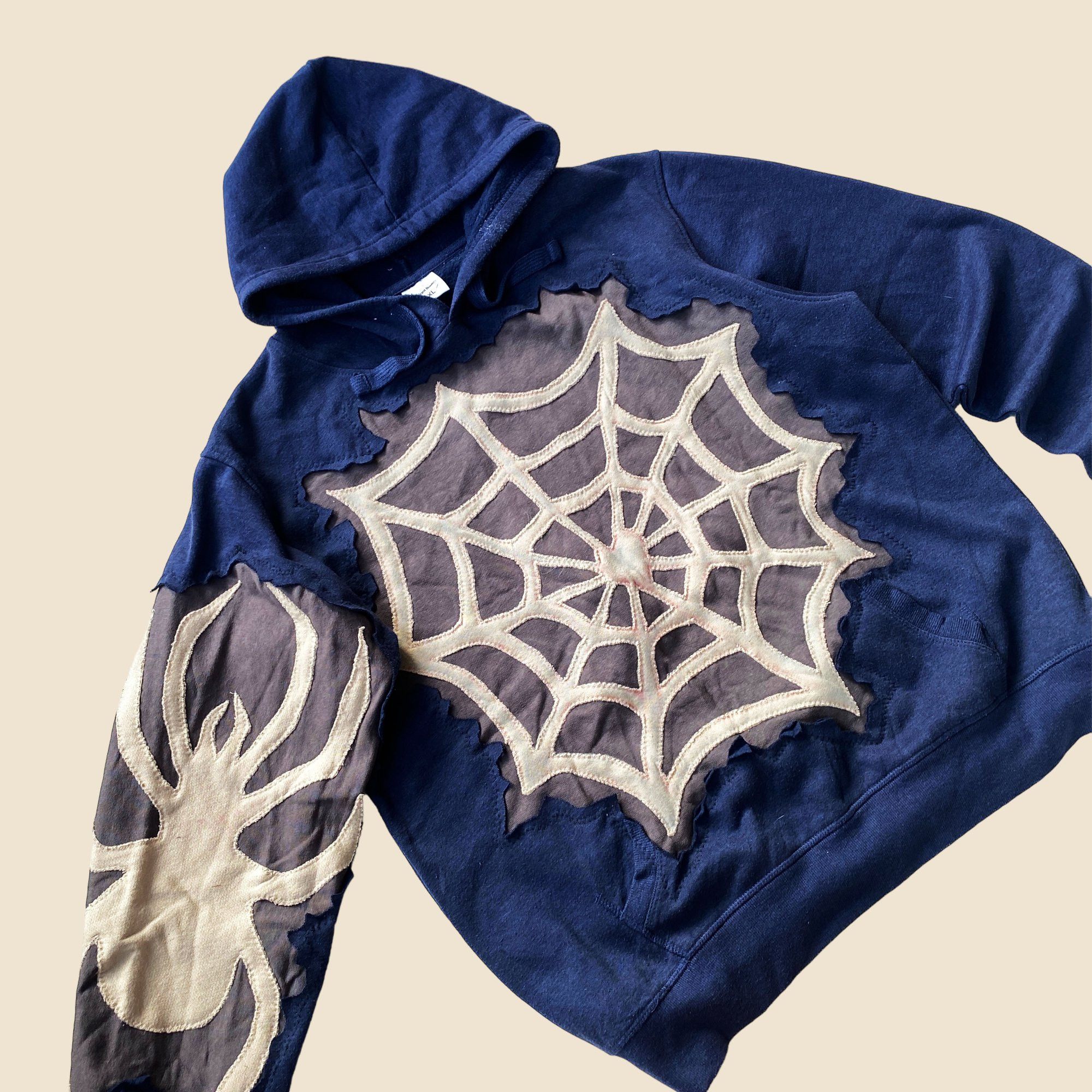 Handmade × Japanese Brand 1 OF 1 REWORKED SPIDERWEB CRACKY NAVY HOODIE SIZE XL Size US XL / EU 56 / 4 - 3 Thumbnail