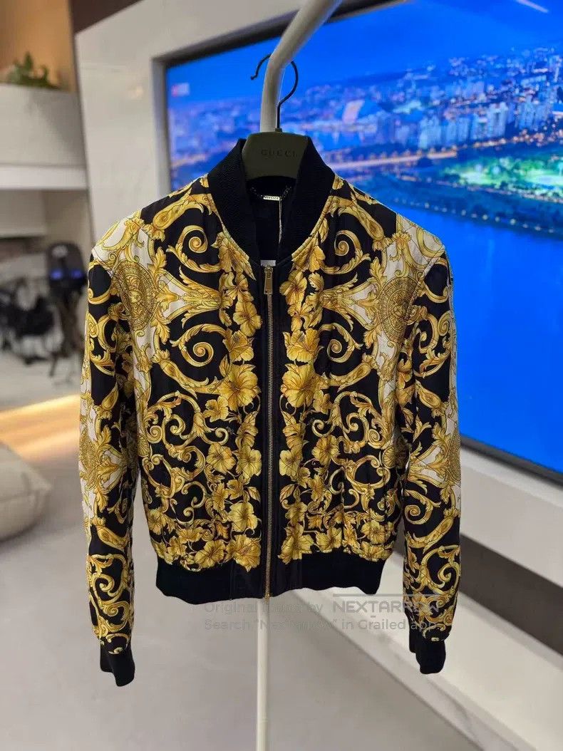 Versace Versace Black gold baroque men's cotton jacket jacket Size US M / EU 48-50 / 2 - 1 Thumbnail