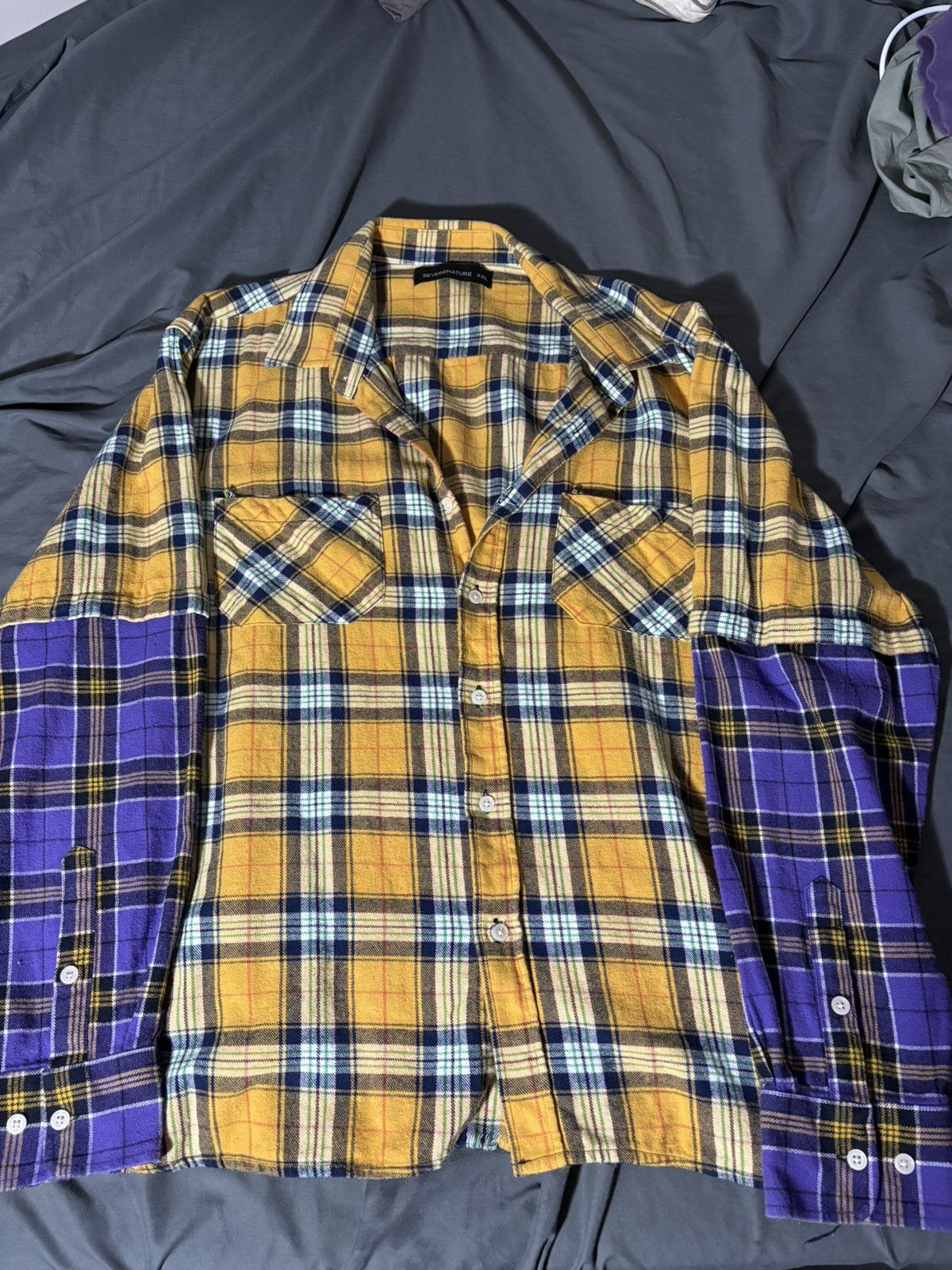 Flannel Yellow/Purple Mixed Plaid Flannel Size US XL / EU 56 / 4 - 1 Thumbnail