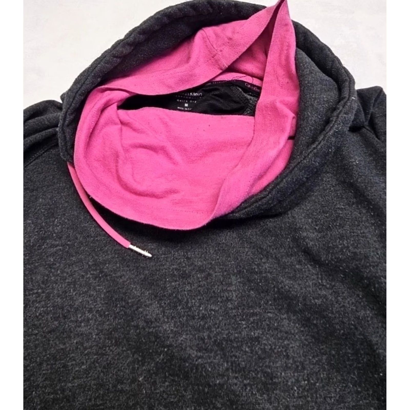 Calvin Klein Calvin Klein Performance Hoodie Womens M Gray Pink Mock Neck Pullover Logo Pockets Lightweight Activewear Size M / US 6-8 / IT 42-44 - 3 Thumbnail