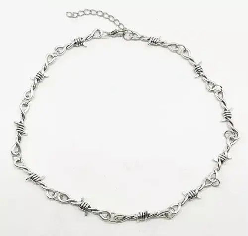 Japanese Brand × Jewelry Barbed Wire Chrome Necklace Spike Post Grunge Punk Chain Size ONE SIZE - 3 Thumbnail