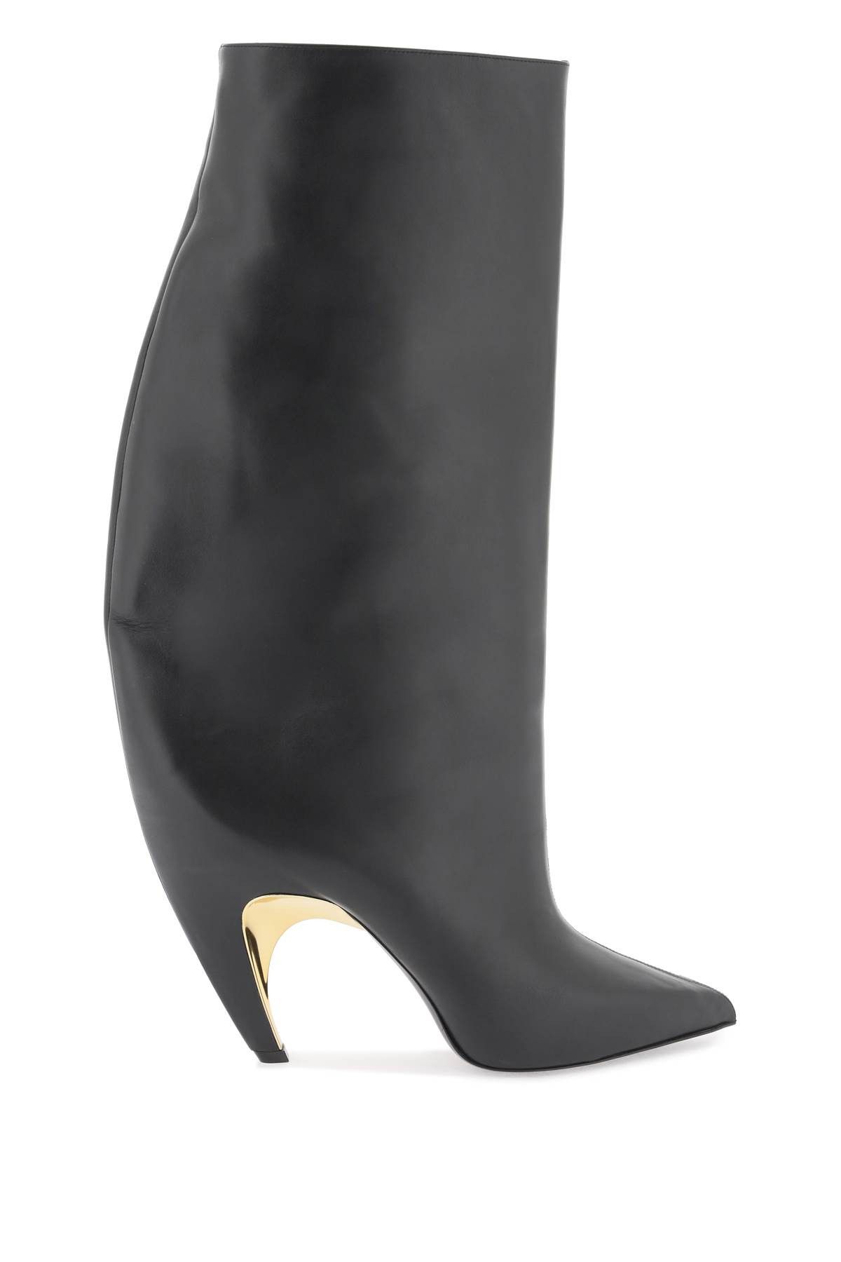 image of Alexander Mcqueen Leather Armadillo Boots in Black Gold, Women's (Size 7)