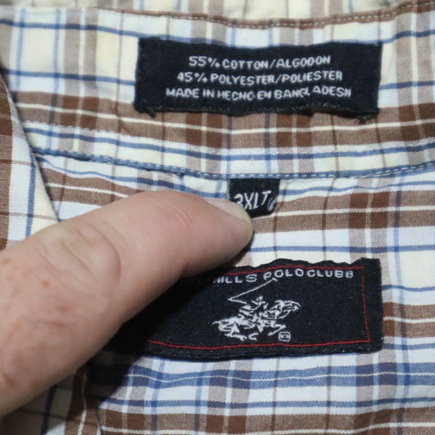 Beverly Hills Polo Club VINTAGE Beverly Hills Polo Club Shirt Plaid Brown 3XLT Big & Tall Long Sleeve Button-Up Stretch Adult Mens Size US XXL / EU 58 / 5 - 3 Thumbnail
