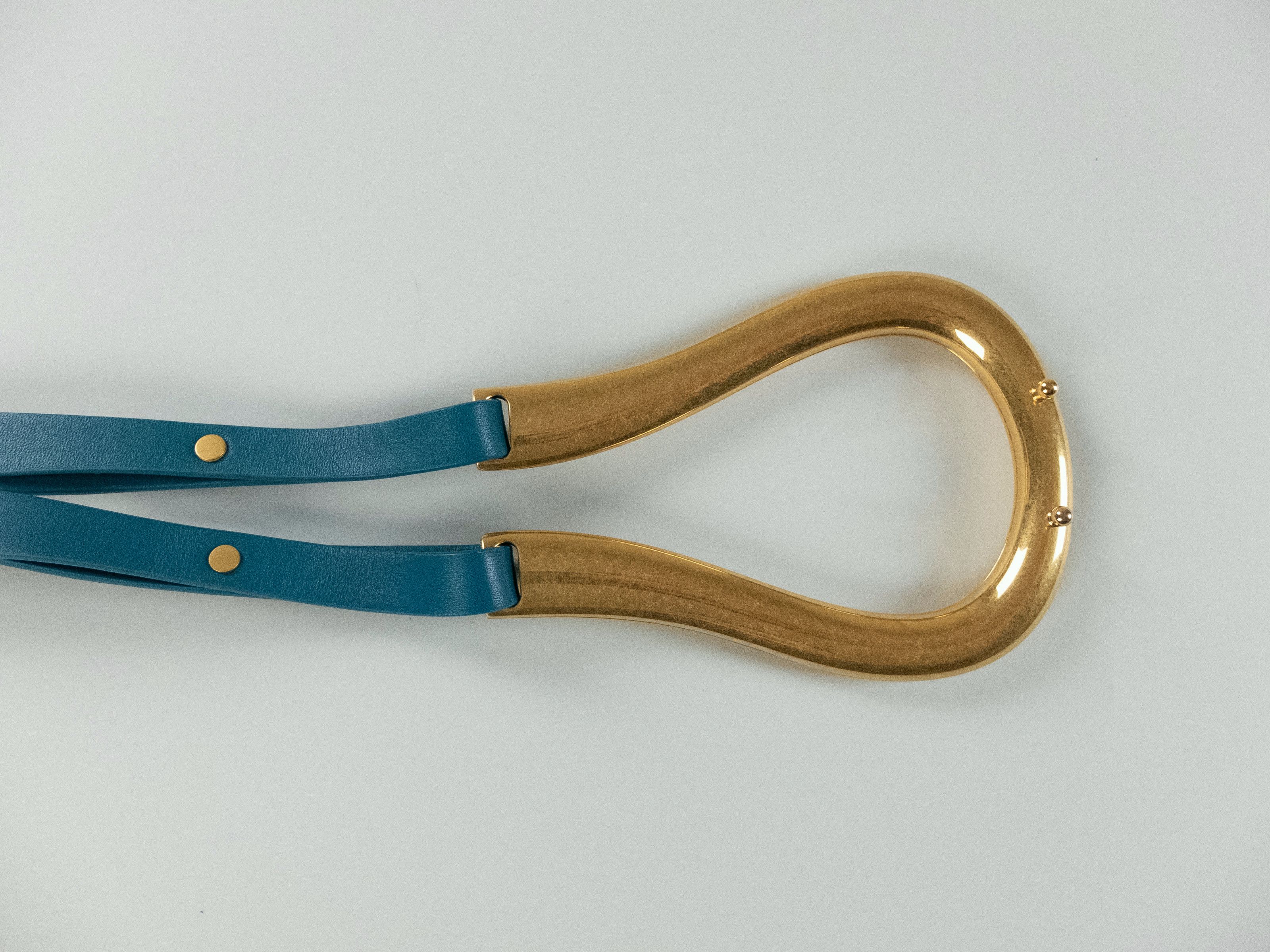 Bottega Veneta BOTTEGA VENETA petrol blue horseshoe buckle belt Medium Size ONE SIZE - 4 Thumbnail