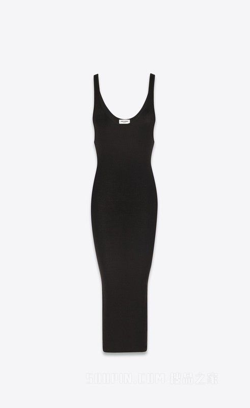 Saint Laurent Paris tank top dress in ribbed silk jersey Size XL / US 12-14 / IT 48-50 - 1 Thumbnail