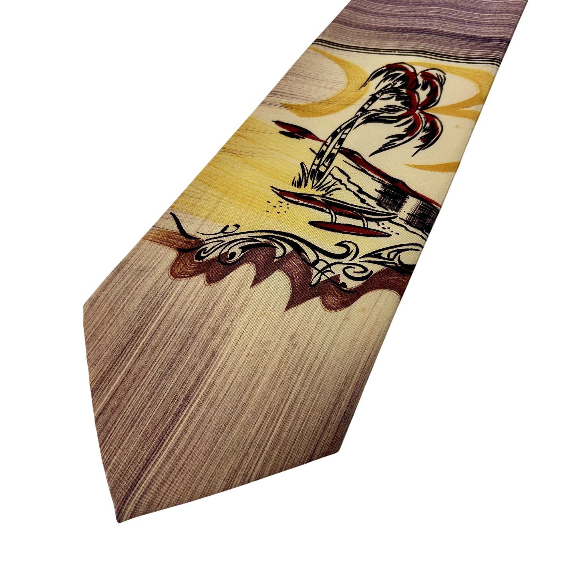 Other 40's Hand Painted Penney's Silk CALIFORNIA SURFER Necktie Size ONE SIZE - 2 Thumbnail
