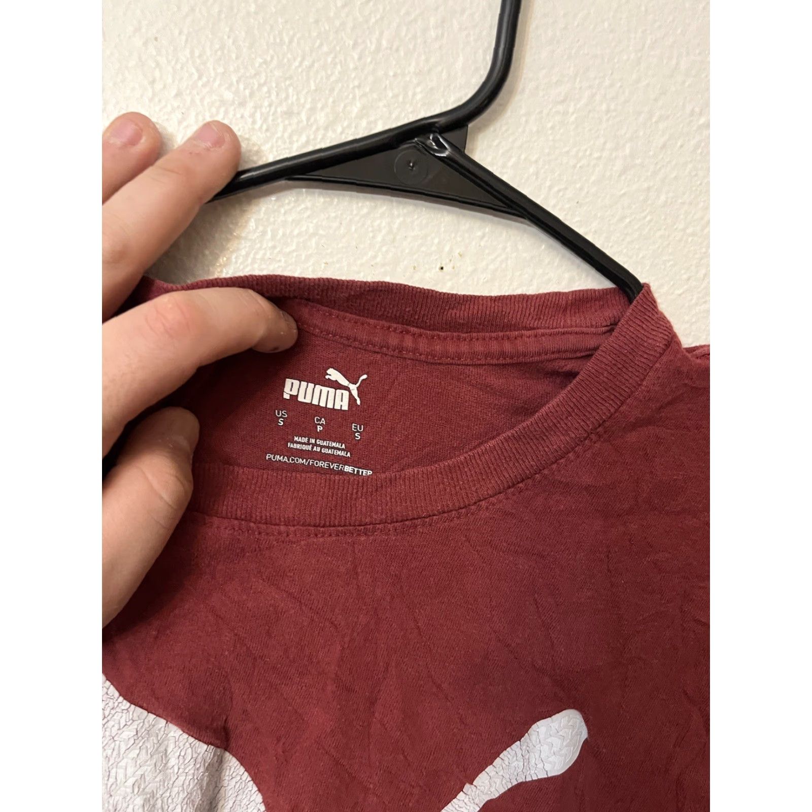 Puma PUMA Men T-Shirt Regular Crew Neck Short Sleeve Logo Maroon Red Cotton Blend S size Shirt Mens Size US S / EU 44-46 / 1 - 3 Thumbnail