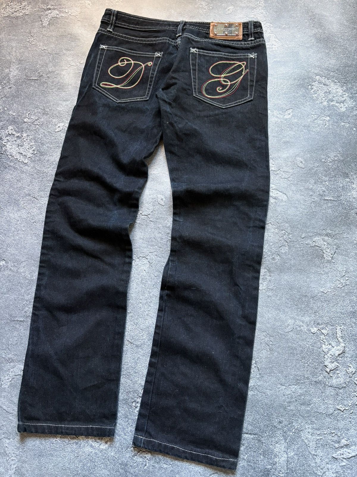 Dolce & Gabbana Vintage 00s Dolce&Gabbana Y2K DG Big Logo Embroidered Jeans Size 29" - 3 Thumbnail