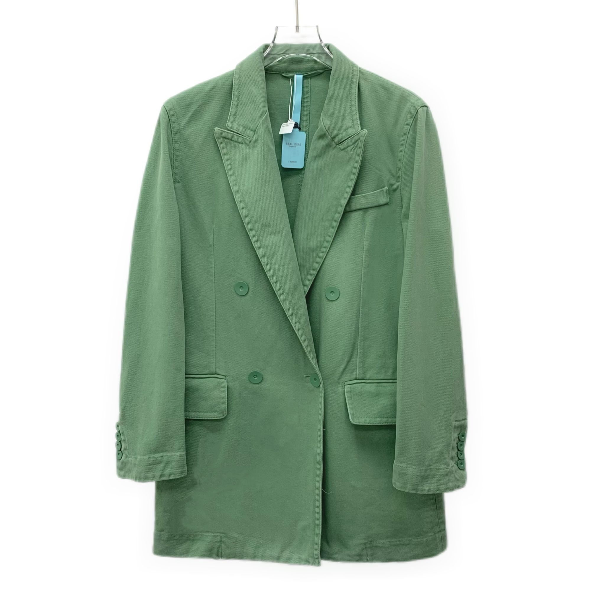Max Mara MaxMara Green Cotton Double-Breasted Blazer (Size XS) Size XS / US 0-2 / IT 36-38 - 1 Thumbnail